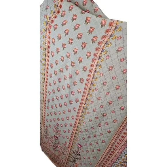 Boho Floral Embellished Scarf Multicolor Lightweight Shawl Wrap Festival - Picture 8 of 12